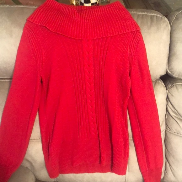 DKNY petites Red knit cowl neck seater worn 2x - Picture 1 of 4